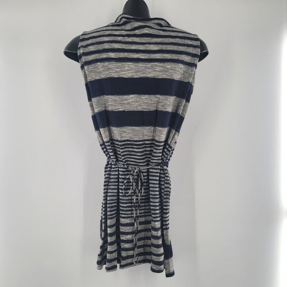 {Anthropologie} Dolan Mock Neck Striped Tunic Tank Top Navy Blue Size Medium - Picture 4 of 7